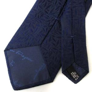 Salvatore Ferragamo ネクタイ レギュラータイ フロッキー加工 総柄 シルク ネイビー 紺 IBO24