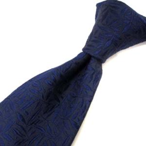 Salvatore Ferragamo ネクタイ レギュラータイ フロッキー加工 総柄 シルク ネイビー 紺 IBO24