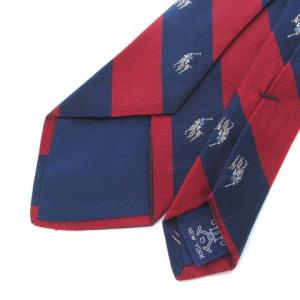 RALPH LAUREN ポニー柄 ネクタイ レギュラータイ レジメンタルストライプ 総柄 シルク レッド ネイビー