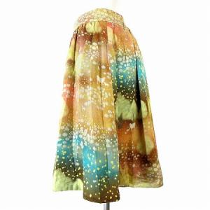 franche lippée タグ付き スカート ひざ丈 ギャザー プリント イージー マルチカラー