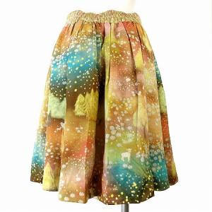 franche lippée タグ付き スカート ひざ丈 ギャザー プリント イージー マルチカラー