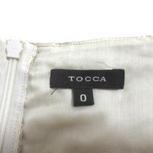 TOCCA ノースリーブ ワンピース ひざ丈 刺繍 リボン ベージュ 0 S コットン X