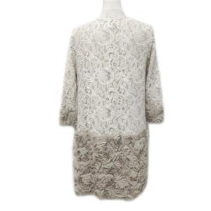 Diagram GRACE CONTINENTAL 総レース ロング カーディガン 7分袖 七分袖 フラワーモチーフ ベージュ 36 S ボタンレス X