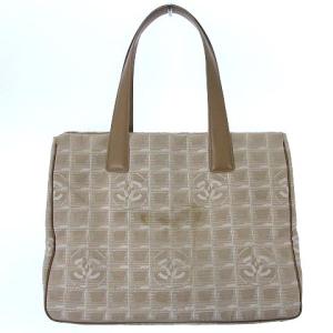 CHANEL ニュートラベルライン MM トートバッグ ハンドバッグ ナイロン ロゴ 肩掛け ベージュ かばん
