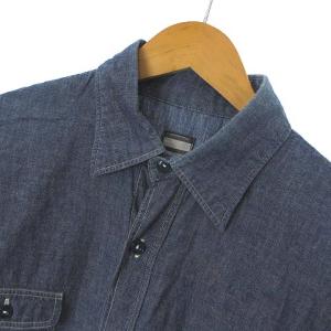 桃太郎ジーンズ MOMOTARO JEANS ワーク シャツ シャンブレー 長袖 インディゴ ブルー 40