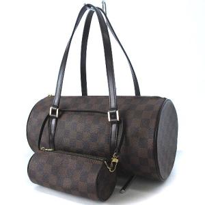 LOUIS VUITTON N41210 ダミエ パピヨン 30 GM トートバッグ 筒型 ポーチ付き エベヌ ブラウン
