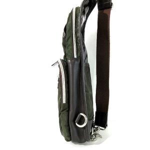 Orobianco ボディバッグ クロスボディ ショルダーバッグ ナイロン レザー コンビ limonta 1893 イタリア製 緑 カーキ かばん