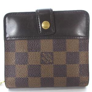 LOUIS VUITTON N61668 ダミエ コンパクトジップ 二つ折り財布 茶