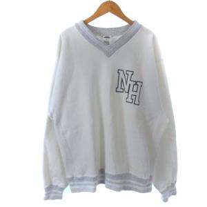スウェット トレーナー プルオーバー ロゴ プリント ワンポイント コットン ホワイト L