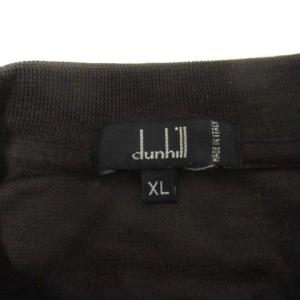 dunhill ポロシャツ 長袖 ブラウン ウール XL ロゴ刺繍 胸ポケット