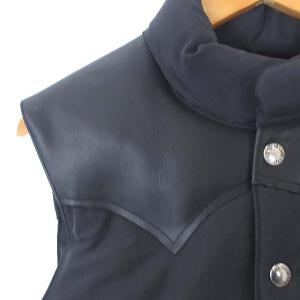 SUGAR CANE SC12340  LEATHER YOKE DOWN VEST 前開き 切替 レザー ブラック S