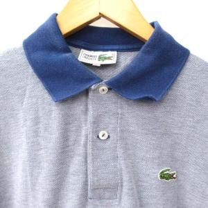 LACOSTE ポロシャツ 半袖 ロゴ 刺繍 ワンポイント コットン ネイビー 紺 4 M位 SM0