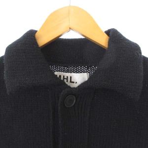 MARGARET HOWELL カーディガン ステンカラー 長袖 前開き ゲージ ウール ブラック