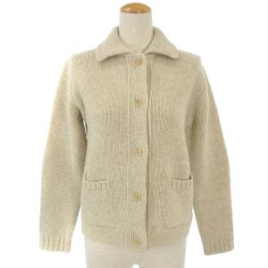 カーディガン 前開き 長袖 ゲージ ウール アイボリー 2