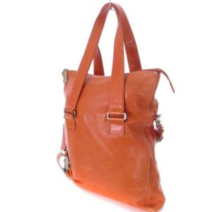 aniary 2way トート ショルダー ハンド バッグ レザー オレンジ カバン 鞄