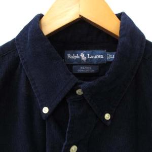 RALPH LAUREN 90’s BLAKE コーデュロイ シャツ 長袖 ボタンダウン ロゴ 刺繍 ワンポイント ネイビー