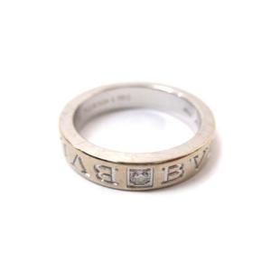 BVLGARI ダブルロゴ リング ダイヤモンド 1P K18WG シルバー 11号