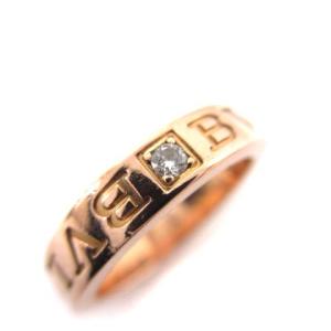 BVLGARI ダブルロゴ リング ダイヤモンド 1P K18 PG 11号