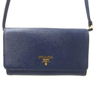 ショルダーウォレットバッグ レザー ゴールド金具 42 青