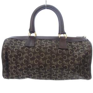 ヴィンテージ Cマカダム ミニボストンバッグ ハンド 馬車柄 総柄 キャンバス レザー ブラウン 茶 カーキ カバン 鞄