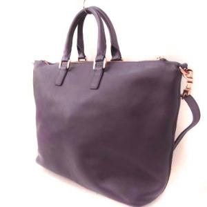 TORY BURCH 2way トートバッグ ハンド ショルダー ロゴ レザー 切替 スエード パープル 紫 カバン 鞄