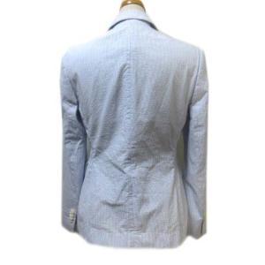 Brooks Brothers テーラード ジャケット ストライプ サッカー地 2B 背抜き 青 白 ブルー ホワイト 2 Sサイズ相当 コットン X