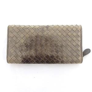 BOTTEGA VENETA イントレチャート 長財布 フラップ 多収納 レザー ベージュ ECR17