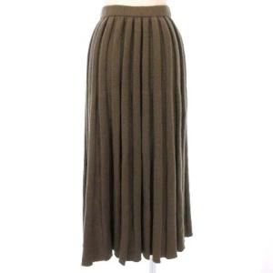 BALLY ロングスカート カシミヤ100% プリーツ 無地 茶 ブラウン L ECR17