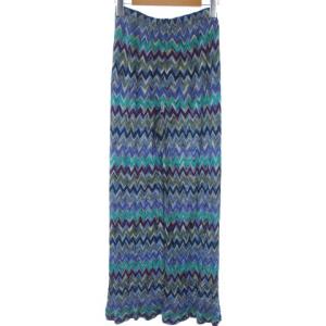 MISSONI イージーパンツ ストレッチ シェブロン柄 青系 マルチカラー 46 L位 ECR17