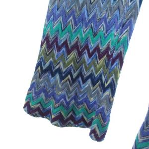 MISSONI イージーパンツ ストレッチ シェブロン柄 青系 マルチカラー 46 L位 ECR17