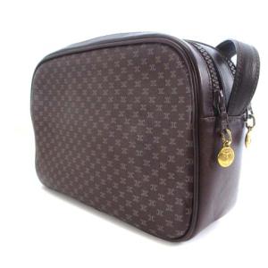 CELINE マカダム ショルダーバッグ 総柄 レザー ダークブラウン 茶系 カバン 鞄 ECR17