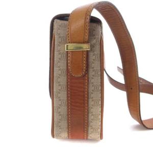 CELINE マカダム ショルダーバッグ メッセンジャーバッグ 総柄 PVC レザー ベージュ