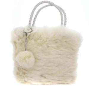 ファー ハンドバッグ スクエア ポーチ付き ホワイト 白 カバン 鞄 ECR17