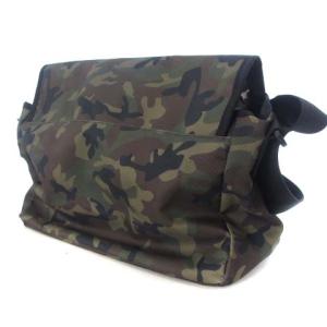 POLO RALPH LAUREN 美品 メッセンジャーバッグ ショルダー ミリタリー 迷彩柄 ロゴ 刺繍 カーキ系 カバン 鞄 ECR17