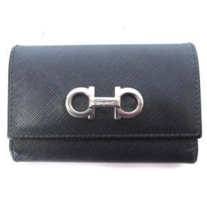 ガンチーニ キーケース 6連 三つ折り レザー型押し ブラック 黒 ECR17