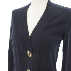 TORY BURCH カーディガン ニット アイコンボタン 国内正規 コットン 小さいサイズ XS 紺 ネイビー ECR17