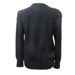 YVES SAINT LAURENT ニット 黒 セーター 長袖 ウール M ワンポイント刺繍 ブラック ECR17 X