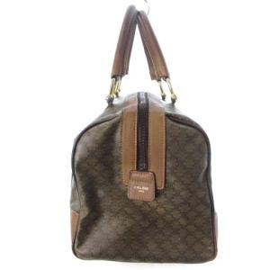 CELINE マカダム ミニボストンバッグ  ハンド PVC レザー カーキ カバン 鞄 ECR17 AA