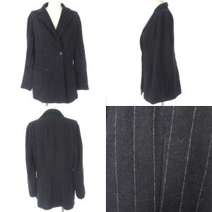 GIORGIO ARMANI BORGO 21 セットアップ ジャケット パンツ ストライプ テーラード 4B ワイド イージー ウール混 コットン混 ブラック
