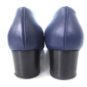 Salvatore Ferragamo FINICIA パンプス スクエアトゥ チャンキーヒール レザー ブルー 青 5.5 23.0位 靴 シューズ ECR17