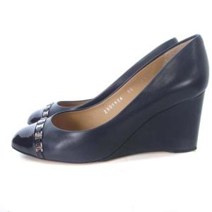 Salvatore Ferragamo NANA パンプス ウェッジソール レザー ネイビー 紺 5.5 23.0 靴 シューズ ECR17