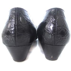 Salvatore Ferragamo クロコ型押し ヴァラ パンプス レザー ブラック 黒 6 23.5 靴 シューズ ECR17