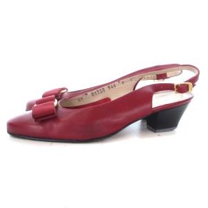 Salvatore Ferragamo TESDAY ヴァラ パンプス バックストラップ レッド 赤 6 23.5 靴 シューズ ECR17