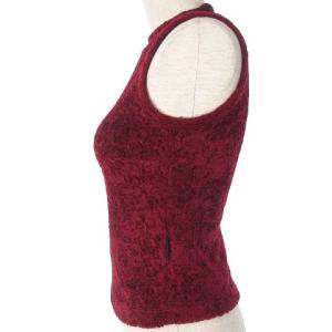 VERSACE ノースリーブ ベロア ニット カットソー レッド 赤 XS ECR17