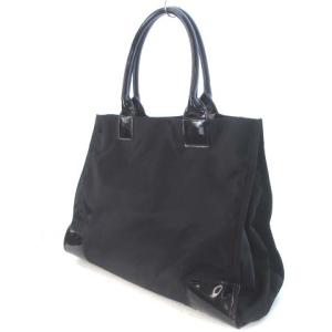 TORY BURCH トートバッグ ハンド エナメル ナイロン ロゴ ブラック 黒 カバン 鞄 ECR17