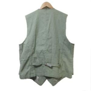 Papas ベスト 緑 ジレ 前開き リネン混 綿麻 50 L シンチバック グリーン ECR17 X