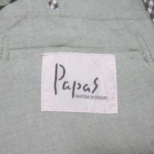 Papas ベスト 緑 ジレ 前開き リネン混 綿麻 50 L シンチバック グリーン ECR17 X