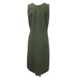 ARMANI COLLEZIONI ワンピース ノースリーブ グリーン 緑 ロング ラップ風Vネック ウール 44 Lサイズ相当 SM0