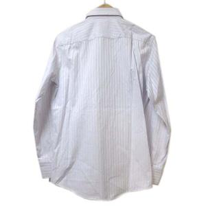 PAUL SMITH シャツ 長袖 ストライプ 紫 白 パープル ホワイト ステッチ M コットン 胸ポケット SM0 X