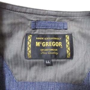 McGREGOR ベスト リネン インディゴ ストライプ LL 大きいサイズ ジレ 前開き 綿麻 紺 ネイビー 胸ポケット SM0 X